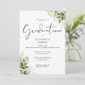 Rustikale Vegetation Blumen Elegantes Foto Abschlu Einladung (Stehend Vorderseite)