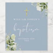 Rustikale Vegetation Blumendusty Blauer Taufe Weinetikett (Einzelnes Label)