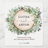 Rustikale Vegetation Botanischer Garten Hochzeitsf Weinetikett (Einzelnes Label)