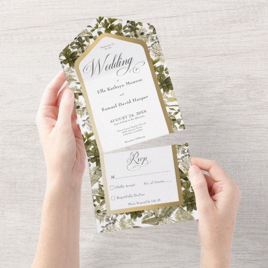 Rustikale Vegetation Botanischer Rahmen kein Abend All In One Einladung (Abreißen)