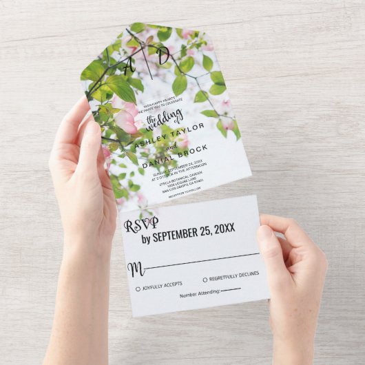 Rustikale Vegetation Bougainvillea Blumenzwiese All In One Einladung (Abreißen)