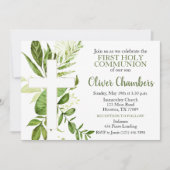 Rustikale Vegetation Cross Boy Erste Heilige Kommu Einladung (Vorderseite)
