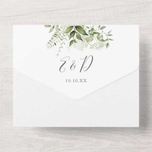 Rustikale Vegetation Elegante All In One Einladung (Rückseite)