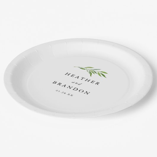 Rustikale Vegetation Eleganter Hochzeitstisch Empf Pappteller (Schrägansicht)