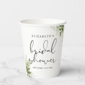 Rustikale Vegetation Elegantes Script-Brautparty Pappbecher (Rückseite)