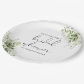 Rustikale Vegetation Elegantes Script-Brautparty Pappteller (Schrägansicht)