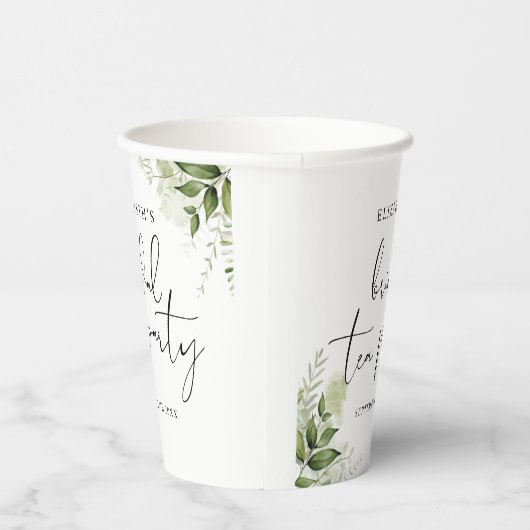 Rustikale Vegetation Elegantes Script Bridal Tea P Pappbecher (Rechts)