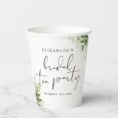 Rustikale Vegetation Elegantes Script Bridal Tea P Pappbecher (Vorderseite)
