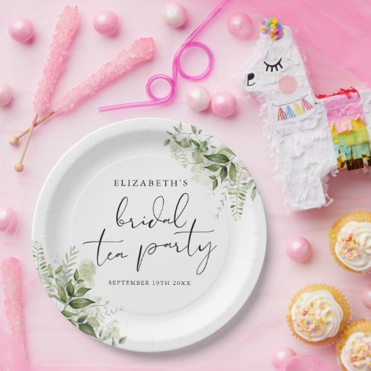 Rustikale Vegetation Elegantes Script Bridal Tea P Pappteller (Party)