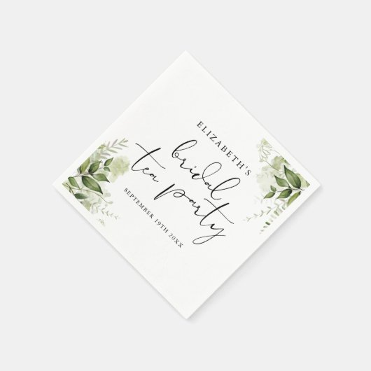 Rustikale Vegetation Elegantes Script Bridal Tea P Serviette (Ecke)