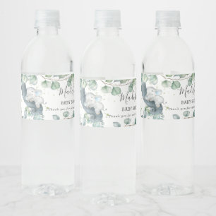 Rustikale Vegetation Elephant Boy Baby Shower Gefa Wasserflaschenetikett