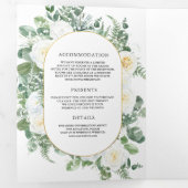 Rustikale Vegetation Elfenbein Foto QR Code Hochze Dreifach Gefaltete Einladung (Innen Erste Seite)