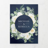 Rustikale Vegetation Elfenbeinblütenschiff QR Code Dreifach Gefaltete Einladung (Cover)