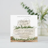 Rustikale Vegetation Foliage Boho Cake Brautparty Einladung (Stehend Vorderseite)