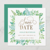 Rustikale Vegetation Gold Floral Save the Date Ankündigung (Vorne/Hinten)