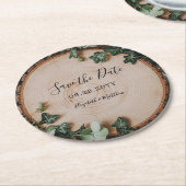 Rustikale Vegetation & Holz Save the Date Runder Pappuntersetzer (Angewinkelt)