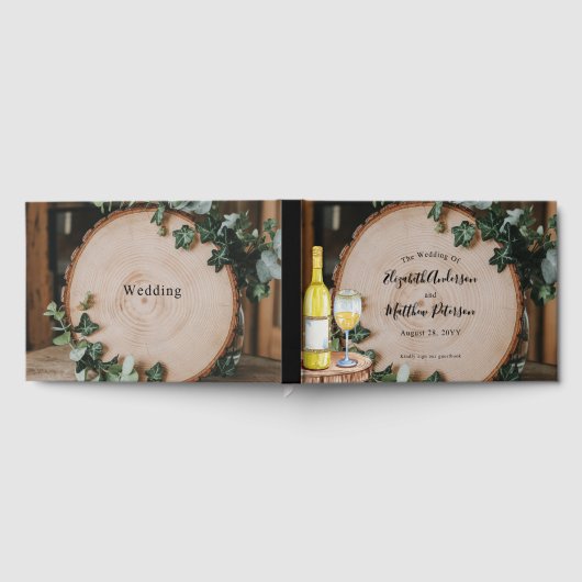 Rustikale Vegetation & Holz Slice Gästebuch (Voll)