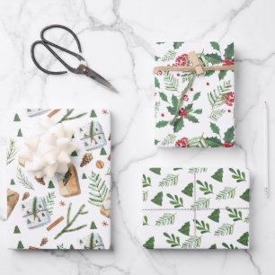 Rustikale Vegetation Pine Christmas Berry Holiday  Geschenkpapier Set