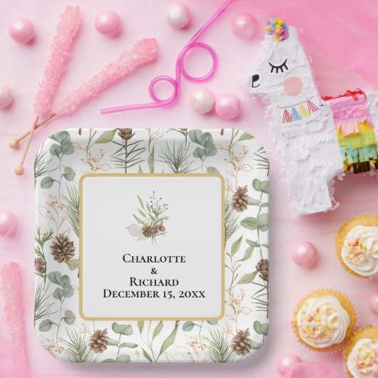 Rustikale Vegetation & Pinecones Pappteller (Party)