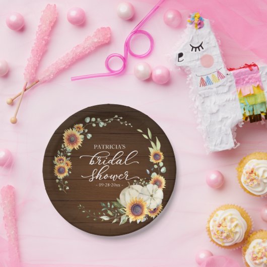 Rustikale Vegetation Sonnenblumen Pumpkin Fall Bri Pappteller (Party)