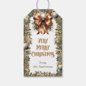 Rustikale Vegetation und goldener, eleganter rosti Geschenkanhänger (Rückseite)