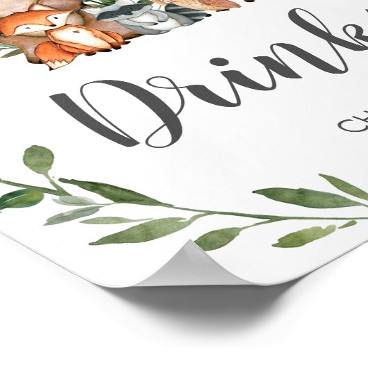 Rustikale Vegetation Waldtiere Getränke Zeichen Poster (Ecke)