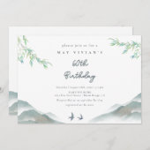 Rustikale Vegetation Wasserfarbener Berg 60. Gebur Einladung (Vorne/Hinten)