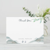 Rustikale Vegetation Wasserfarbengebirge Dankeskarte (Stehend Vorderseite)