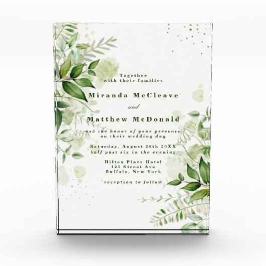 Rustikale Vegetation Weinberg Sake Hochzeit einlad Fotoblock (Vorderseite)