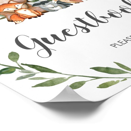 Rustikale Vegetation Woodland Animals Gästebuch Un (Ecke)