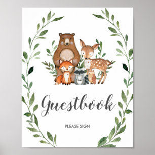 Rustikale Vegetation Woodland Animals Gästebuch Un