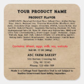 Rustikale VERBINDUNG Hütte Lebensmittelgesetz Prod Quadratischer Aufkleber (Vorderseite)