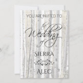 Rustikale, verblutete weiße Birkenbaume Einladung (Vorderseite)