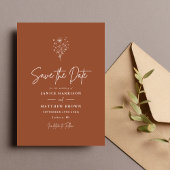 Rustikale verbrannte Orange Boho Hochzeit Save The Date