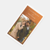 Rustikale verbrannte orange Hochzeit personalisier Serviette (Ecke)