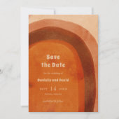 Rustikale verbrannte Orangebogen moderne Hochzeit Save The Date (Vorderseite)