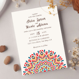 Rustikale verbrannte Terrakotta-Mandala-Hochzeit Einladung