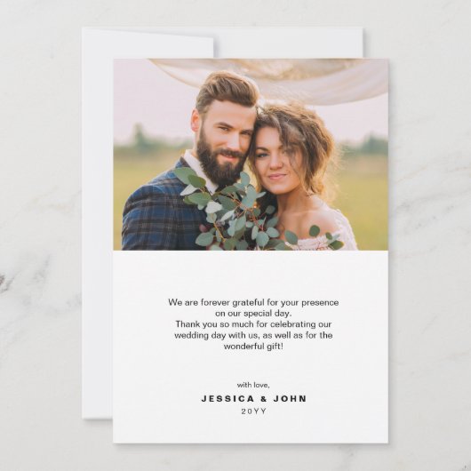 Rustikale Verheiratete Weihnachtsfeier 2 Foto Hoch Dankeskarte (Rückseite)