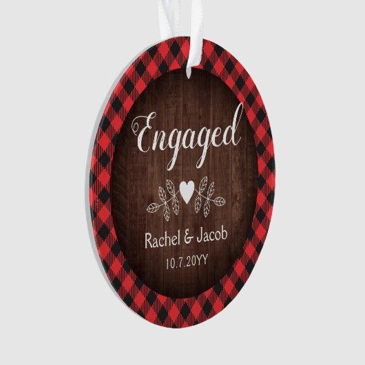 Rustikale Verlobte Verlobung Red Buffalo Kariert Ornament (Vorderseite)