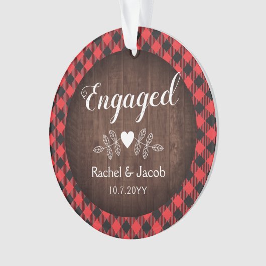 Rustikale Verlobte Verlobung Red Buffalo Kariert Ornament (Vorderseite)