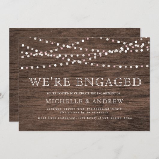 rustikale Verlobung aus pastellfarbenem Holz Einladung (Vorne/Hinten)