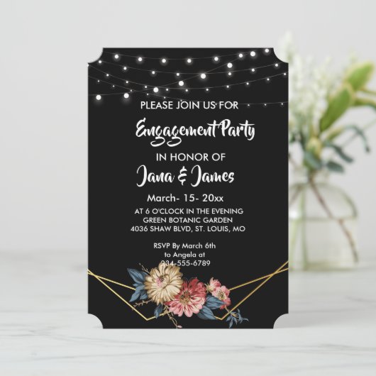 Rustikale Verlobung der Blumenstrauß Einladung (Stehend Vorderseite)