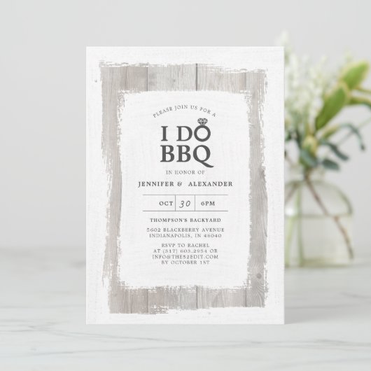 Rustikale Verlobung Ring I DO GRILLEN Engagement P Einladung (Stehend Vorderseite)