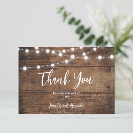 Rustikale Verlobungsfeier Dankeskarte (Stehend Vorderseite)