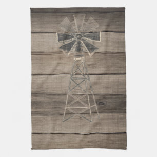 Rustikale, verwitterte Holz-Landwindmühle Handtuch