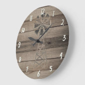 Rustikale verwitterte hölzerne Land-Wind-Mühle Große Wanduhr (Winkel)