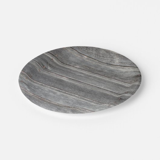 Rustikale verwitterte hölzerne Wand Pappteller (Schrägansicht)