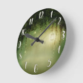 Rustikale verzauberte grüne Wald-u. Glas-Lichter Runde Wanduhr (Winkel)