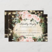 Rustikale verzauberte Wälder Blütenblüte Quinceañe RSVP Karte (Vorne/Hinten)