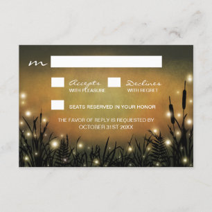 Rustikale, verzauberte Waldfirefly-Hochzeitskarten RSVP Karte